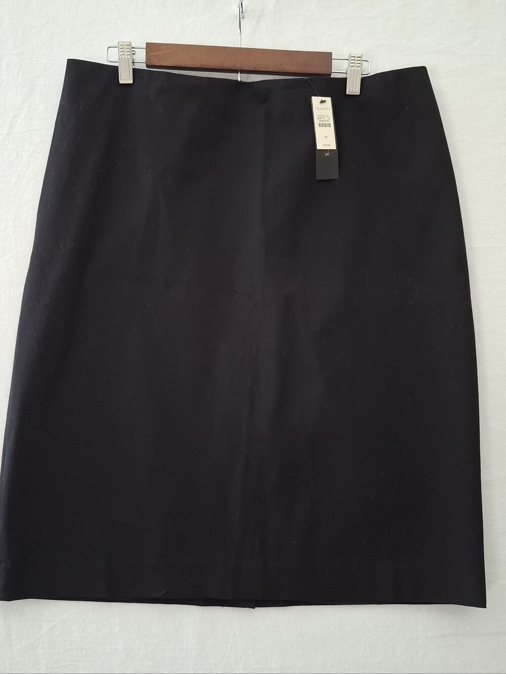 Talbots Womens Black Pencil Skirt Back Slit NWT Size 16